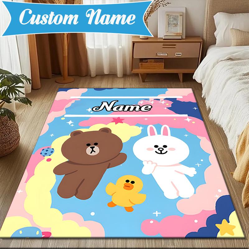 Custom Name Valentine's Day Sweet Treats Rug for Living Room, Game Rooms, Office, Bedroom, Floor Mat Playful Design, fan gifts Christmas decor