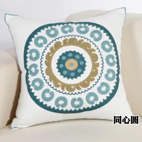 Cotton Ethnic Style Embroidery Pillow Case Car Pillow Cover Sofa Large Cushion Cover 45x45cm Luxury Pillow Case