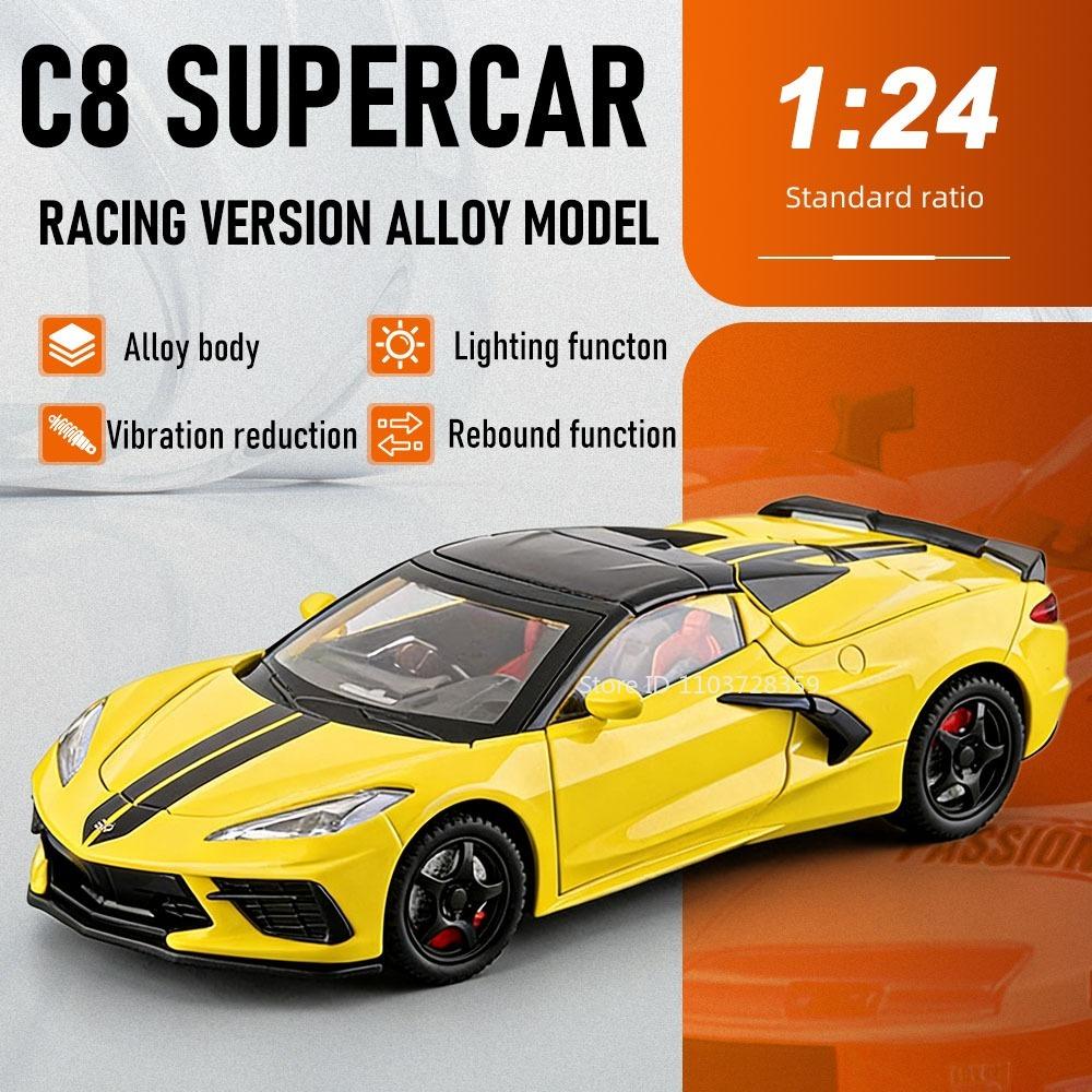1:22 C8 993 Miniature Model Toy Supercars Alloy Diecast Doors Opened Exquisite Interior Pull Back Festival Gifts for Children
