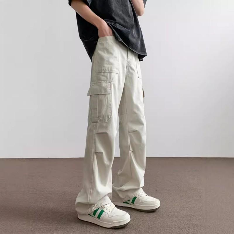 Mens Loose Straight Cargo Pants Casual Outdoor Sports Trousers Teenagers Fashion