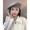 Women's High-Quality Wool Beret: Buttoned, Retro Style, Solid Color, Versatile Hat for Autumn and Winter