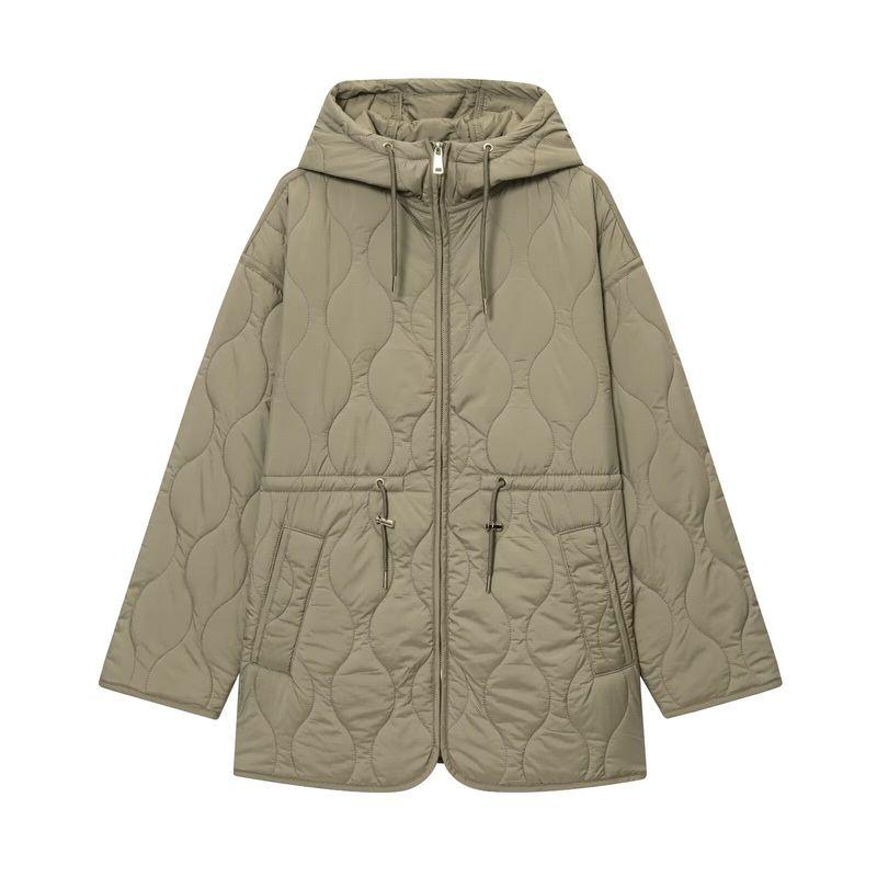 Kaslead New Women Clothes Western Style Versitile Fashion Hood Waist Hugging Quilted Coat 8372281