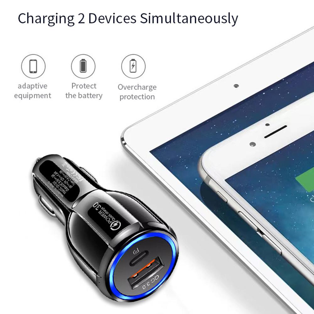 Pd USB 3.0 autonabíjačka Super rýchle nabíjanie adaptér do auta pre Iphone 13 14pro Xiaomi Samsung Quick Charge 3.0 USB C nabíjačka