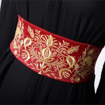 Japanese Style Hanfu Waistband Soft Fabric Ethnic Girdle Fashion Embroidery Corset  Kimono Match