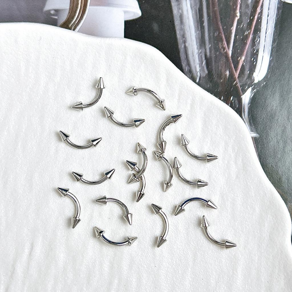 Legierung Gebogener Stab Augenbrauenstecker Außengewinde Doppelseitig Vergoldet Spitzkegel Punk Style Nagelkunst Zubehör DIY Nagel Süß Cool Dekoration DIY