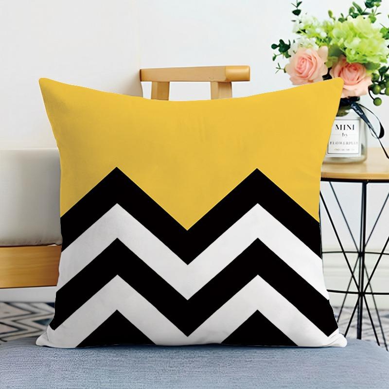 Yellow and Black Geometric Print Decorative Pillowcases Bedroom Living Room Square Cushion Pillowcases