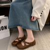 [Yushilai] Mori flat-bottomed Mary Jane shoes for women's 2025 spring new gentle wind French cross-strap single shoes