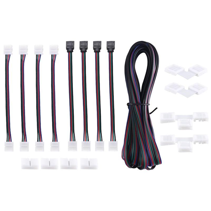 Feb.16.4FT(5M) 4-Pin RGB LED Strip Extension Cable,LED Strips Connectors Kits For 5050 Flexible RGB LED Strip Light