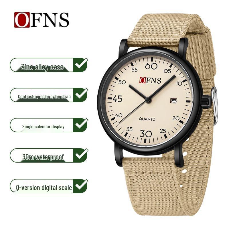 OFNS Unisex Quartz Exam Watch: Simple, Waterproof, Calendar, Fluorescent.