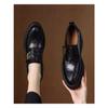 2025 Autumn/Winter Women's Height-Increasing Chunky Heel Pointed-Toe Loafers - British Style Thick-Soled Soft Leather Shoes