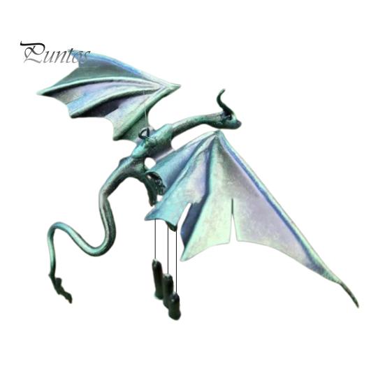 Metal Flying Dragon Wind Chime with 3 Tubes Natural Soothing Melody Garden Patio Outdoor Vintage Dragon Hanging Wind Bell Decoration Ornament