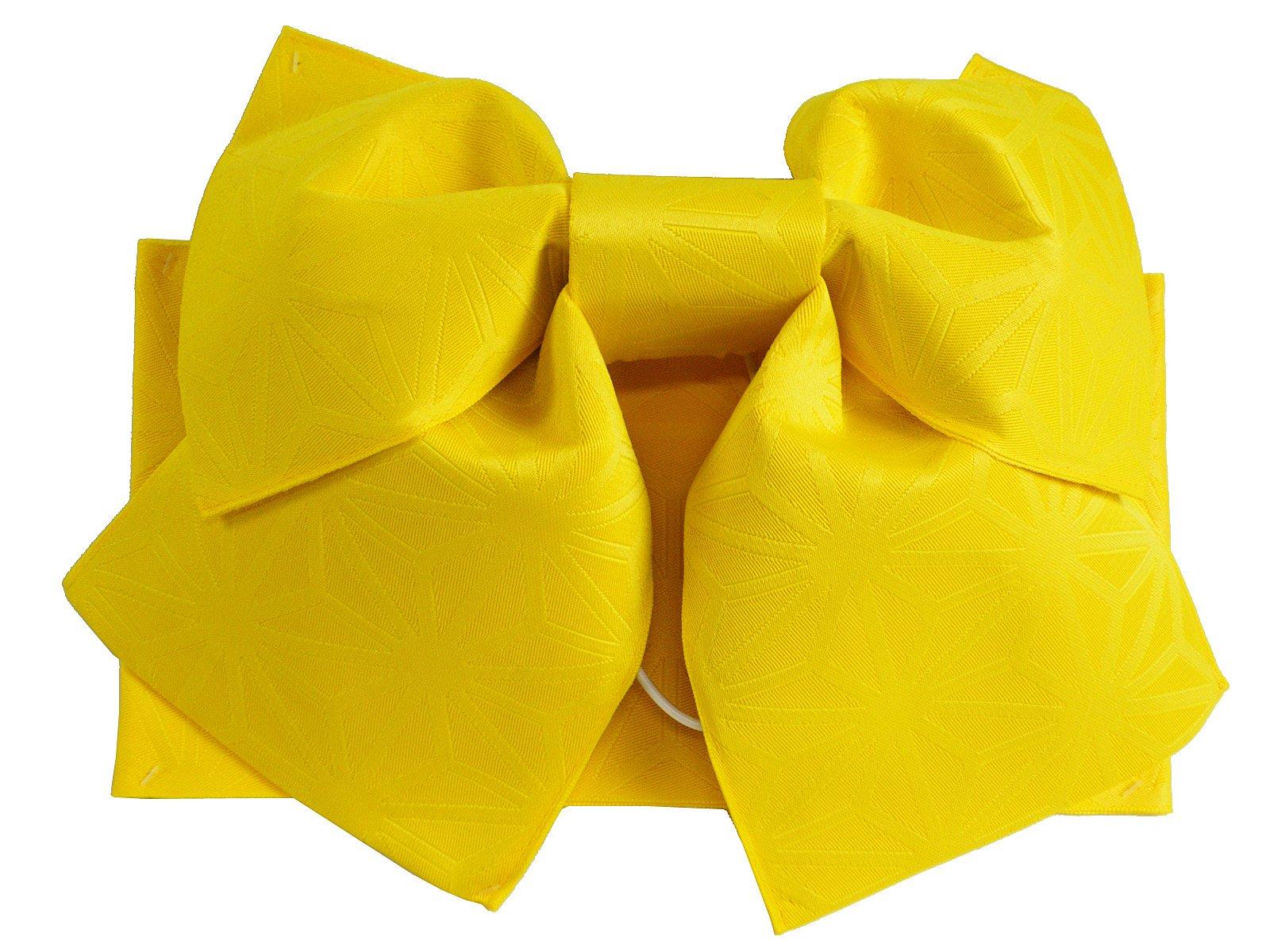 [Hanamichi] Women s Yukata Obi (Pre-tied Obi) - Plain Hemp Leaf Pattern (Yellow)