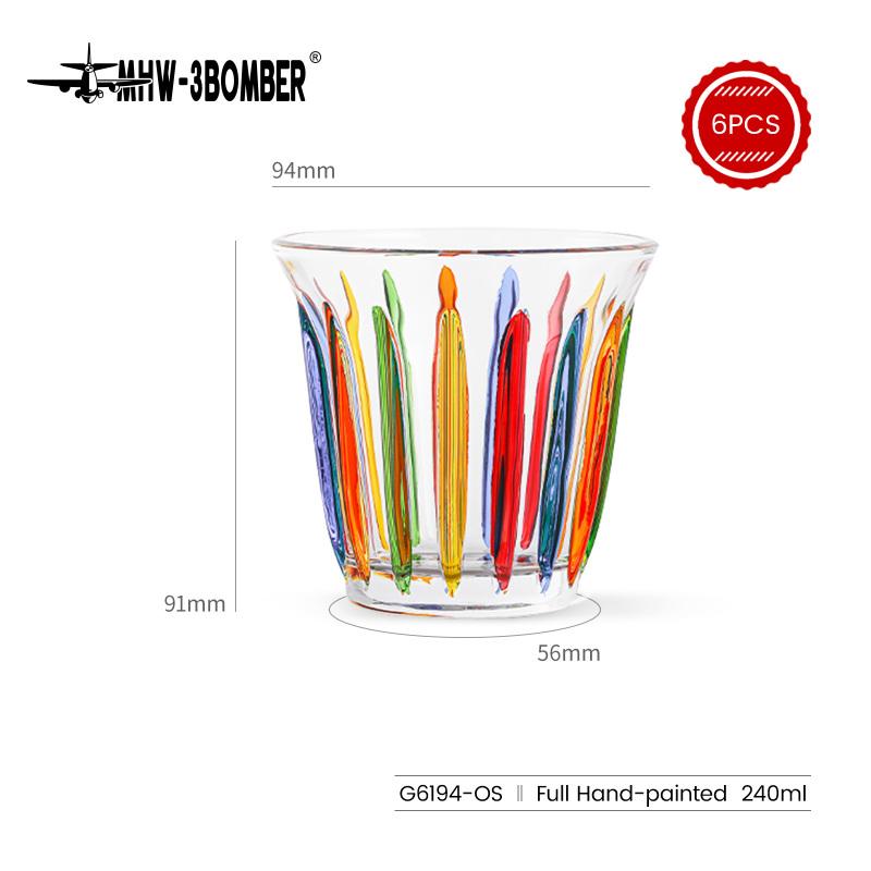 MHW-3BOMBER 6PCS Set Small Glass Cups 90ml/240ml Drinking Glasses Latte Glasses for Espresso Glass Cup Cafe Bar Gifts for Women