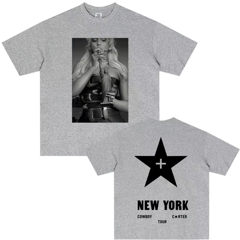 Beyonce Cowboy Carter New York Tour Tshirts UNISEX Women Casual Cotton Vintage T Shirt Male Fashion Pop Music Short Sleeve Tshirt