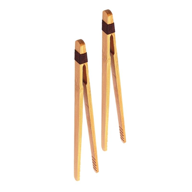 Set of 2 Bamboo Tongs Wood Utensils Bamboo Serving Tool Food Tongs Tea Utensils Suitable for Salads and Snacks