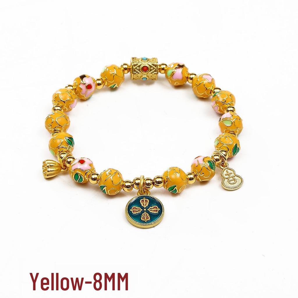 Cloisonné Five Gods of Wealth Enamel Floral Bracelet for Women