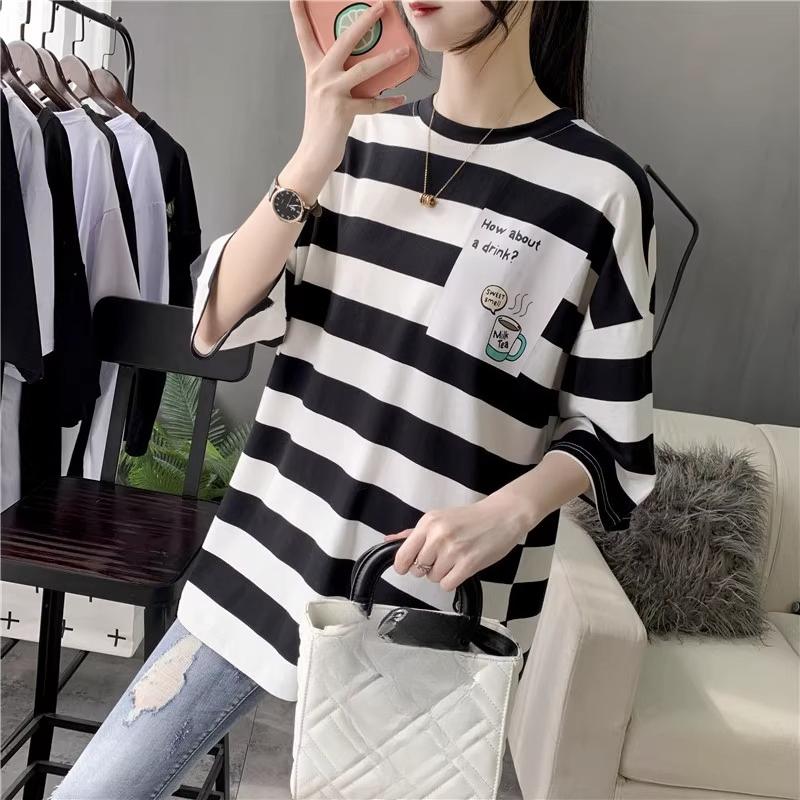 UNISEX t-shirts 2025 Summer oversized Women T-shirt korean stripe graphic y2k Tops Large size long T shirt Harajuku women's Clothes