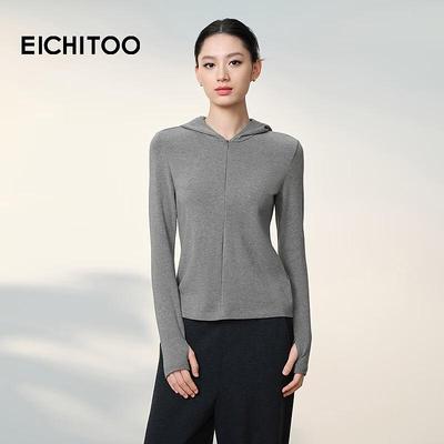 EICHITOO Women's Slim-Fit Hooded Knitted Sweater