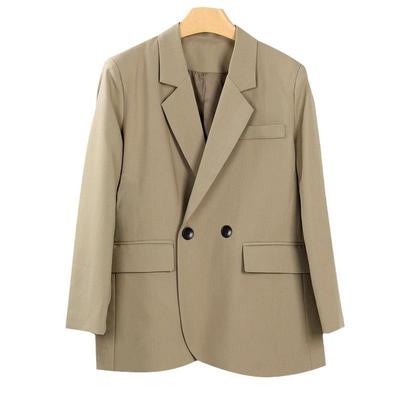 Korean Style Casual Women's Oversized Blazer - Khaki & Black, Spring/Autumn Collection