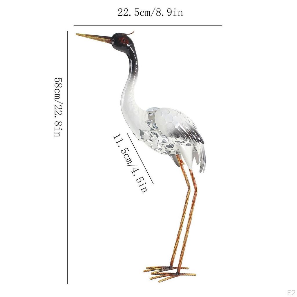 Standing Animal Figurine Sculpture Metal Craft Ornament Decor Fairy Garden Decoration Crane Statue