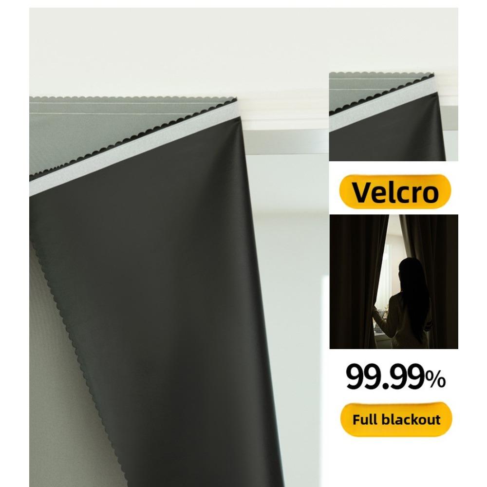 Velcro Full Blackout Curtain No Drill Installation Window Sun Shade UV Protection Door Curtain