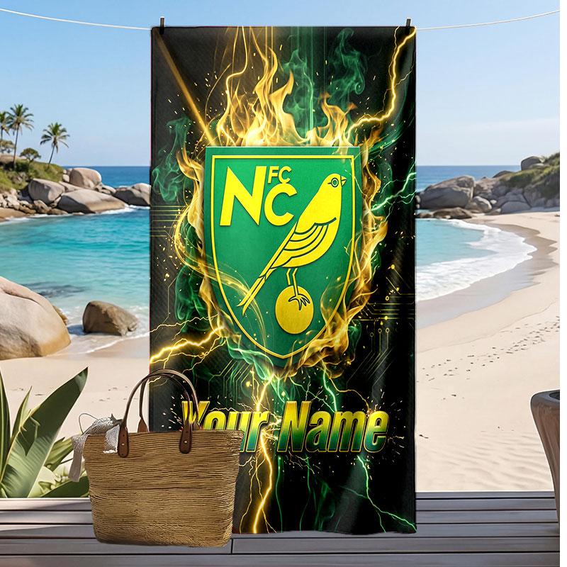 Norwich City Personalisiertes Bedrucktes Strandtuch Fußballlogo Unterstützung Benutzerdefinierter Name Text Absorbierendes Handtuch Für Sport Reisen Besonderes Geschenk