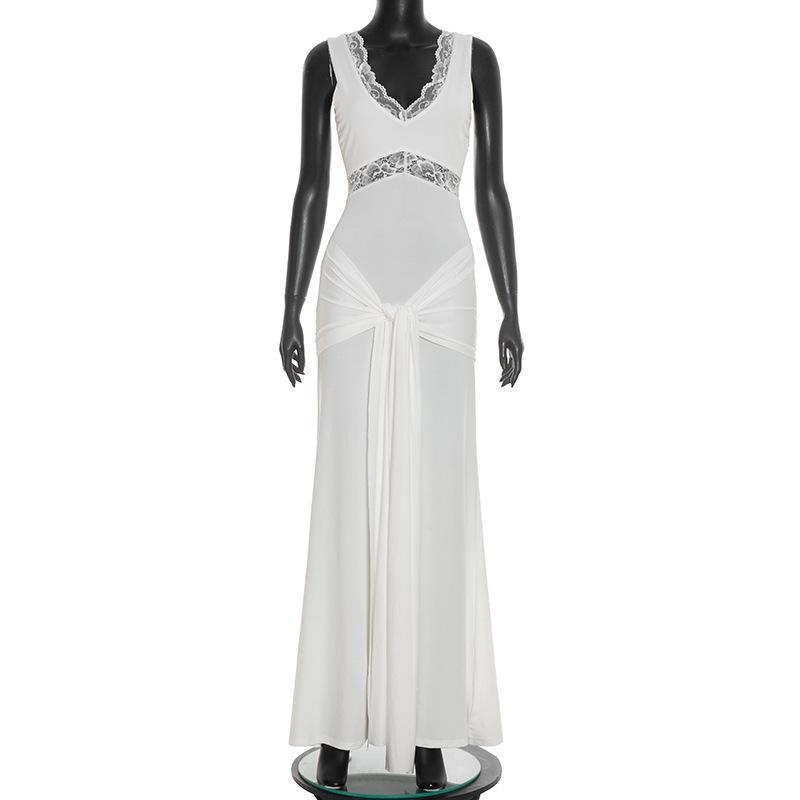 European & American Women s Lace Sleeveless Slim-fit Tie-up Dress - Spring/Summer Collection S