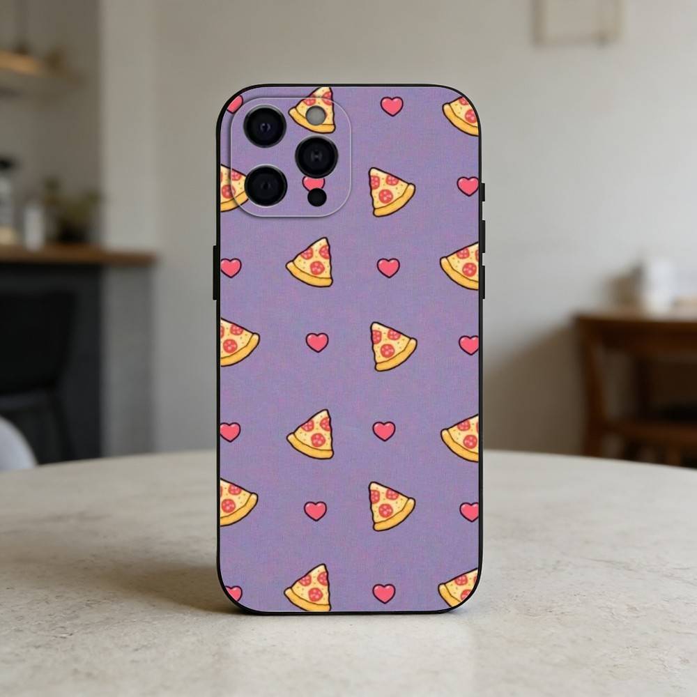 delicious cartoon pizza Phone Case For iPhone 17,16,15,14,13,12,11 Plus,Pro Max,SE4Soft Silicone Black Cover