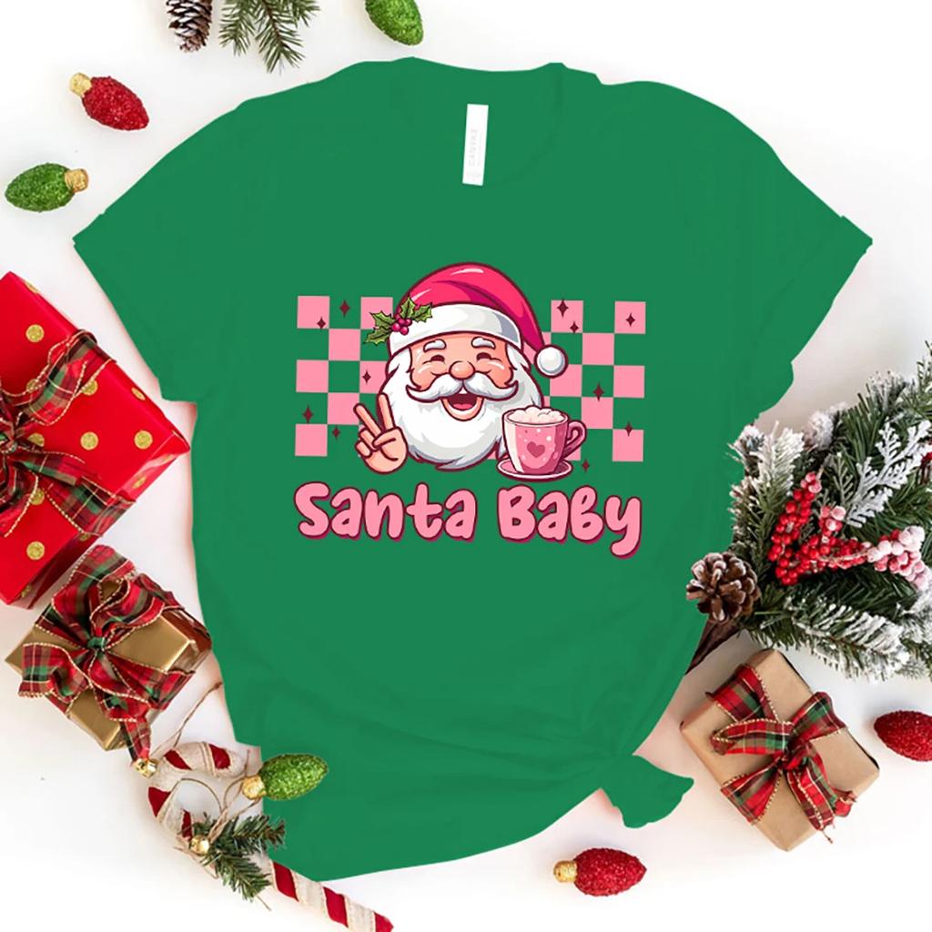 New Hot Christmas Santa  Print T-Shirts Women Men Casual T-Shirts O Neck Short-Sleeved T-Shirts Fashion Shirts Tee