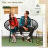 Poltrona in Rattan Sedia Relax in Stile Boho, 132 cm x 72 cm x 83 cm, Nero