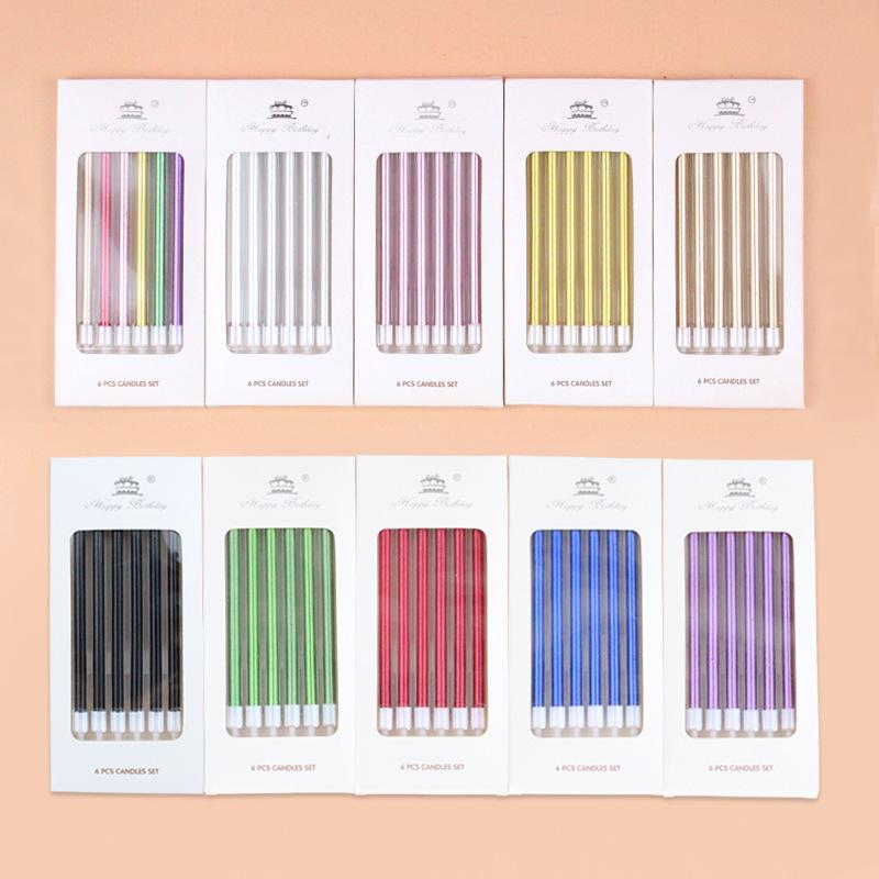 Birthday Cake Candle Party Candle Long Stem Golden Thread Pencil Candle Slim Candle Baking Packaging
