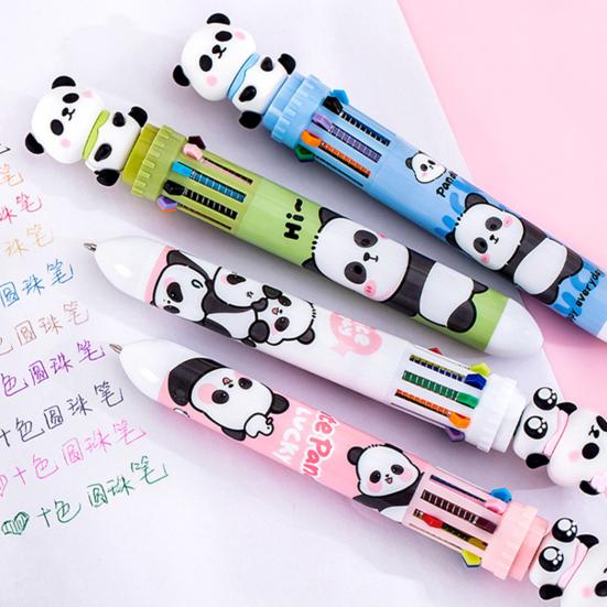 Kugelschreiber in Pandabär-Form Glattes Schreibgefühl Stift 10 Farben in einem Design Druckkugelschreiber für Schule Büro