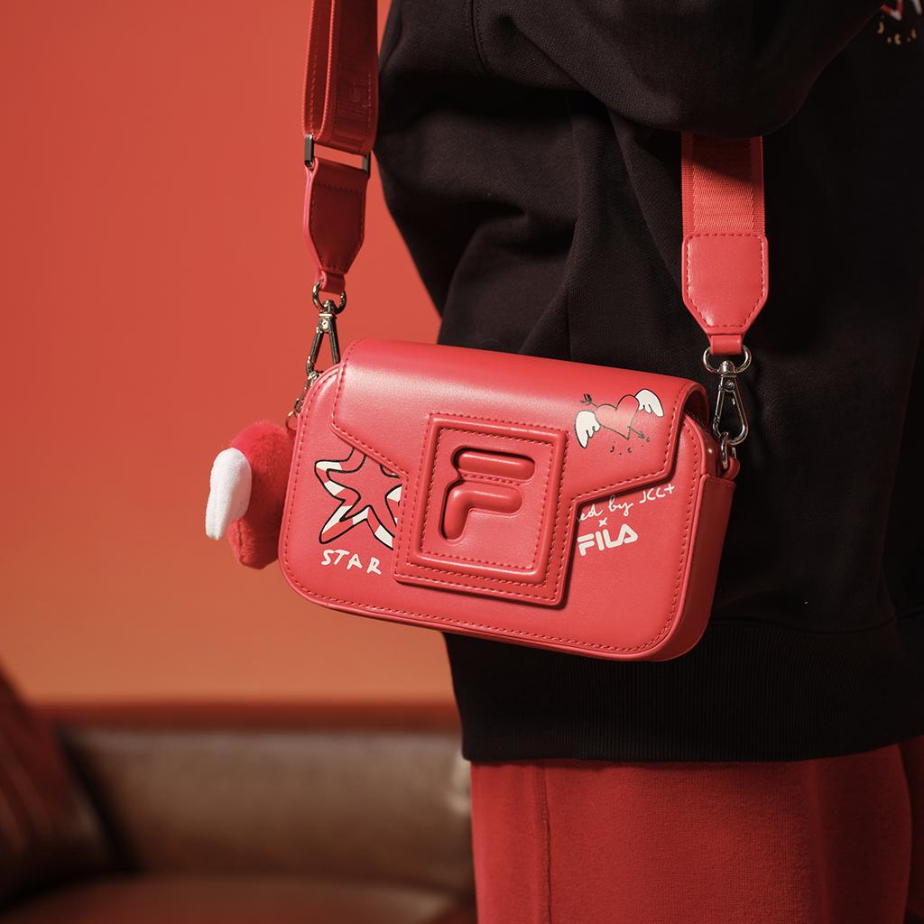 FILA Original Box Small Shoulder Bag Casual Fashion Personality Trendy Versatile PU Crossbody Bag Women bags Legendary-Red F13W519172FRD