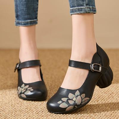 Moda GKTINOO 2025 Wiosna Kwiat Skóra Naturalna Buty Damskie Eleganckie Modne Buty Kobieta Retro Ręcznie Robione Buty Wysokie Obcasy