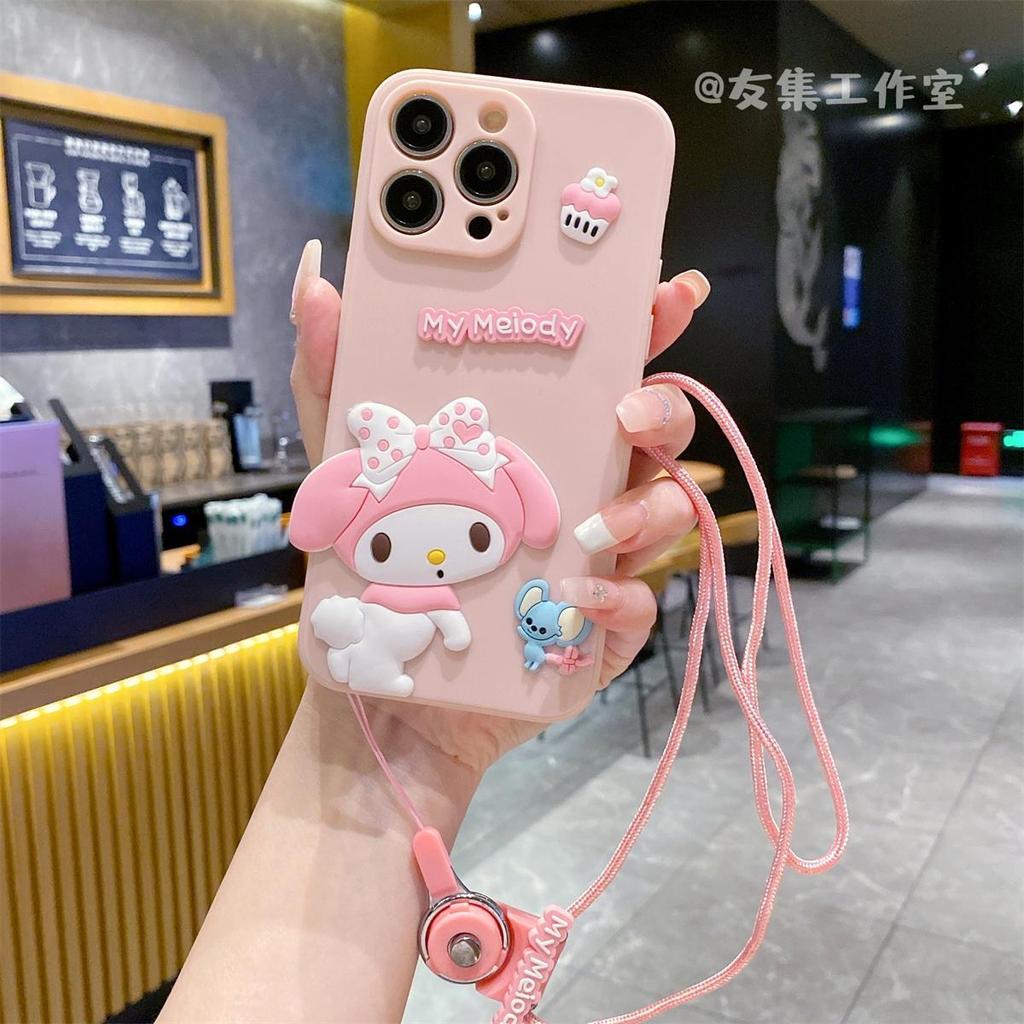 Applicable To iPhone17 Three-dimensional Lying Down Mobile Phone Case Apple 16promax Melody 15 Cartoon XS Lanyard Foreign Trade