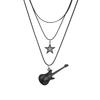 Star Pendant Vintage Necklace Punk Star Choker Rock Roll Guitar Layered Necklace For Women Men Eboy Egirl Bar Party Jewelry