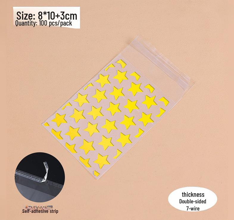 Gold Polka Dot Self-Adhesive Transparent Plastic Bags for Small Biscuits and Candy