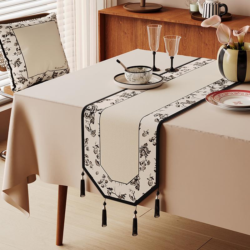 Cotton And Linen Tea Table Mat Tassel Lace Cover Chinese Traditional Table Runner Home Decor TV Cabinet Table Runners