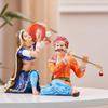 Resin Rajasthani Traditional Musical Couple Decorative Showpiece for Home Decor (Pack of 2, Multicolor)