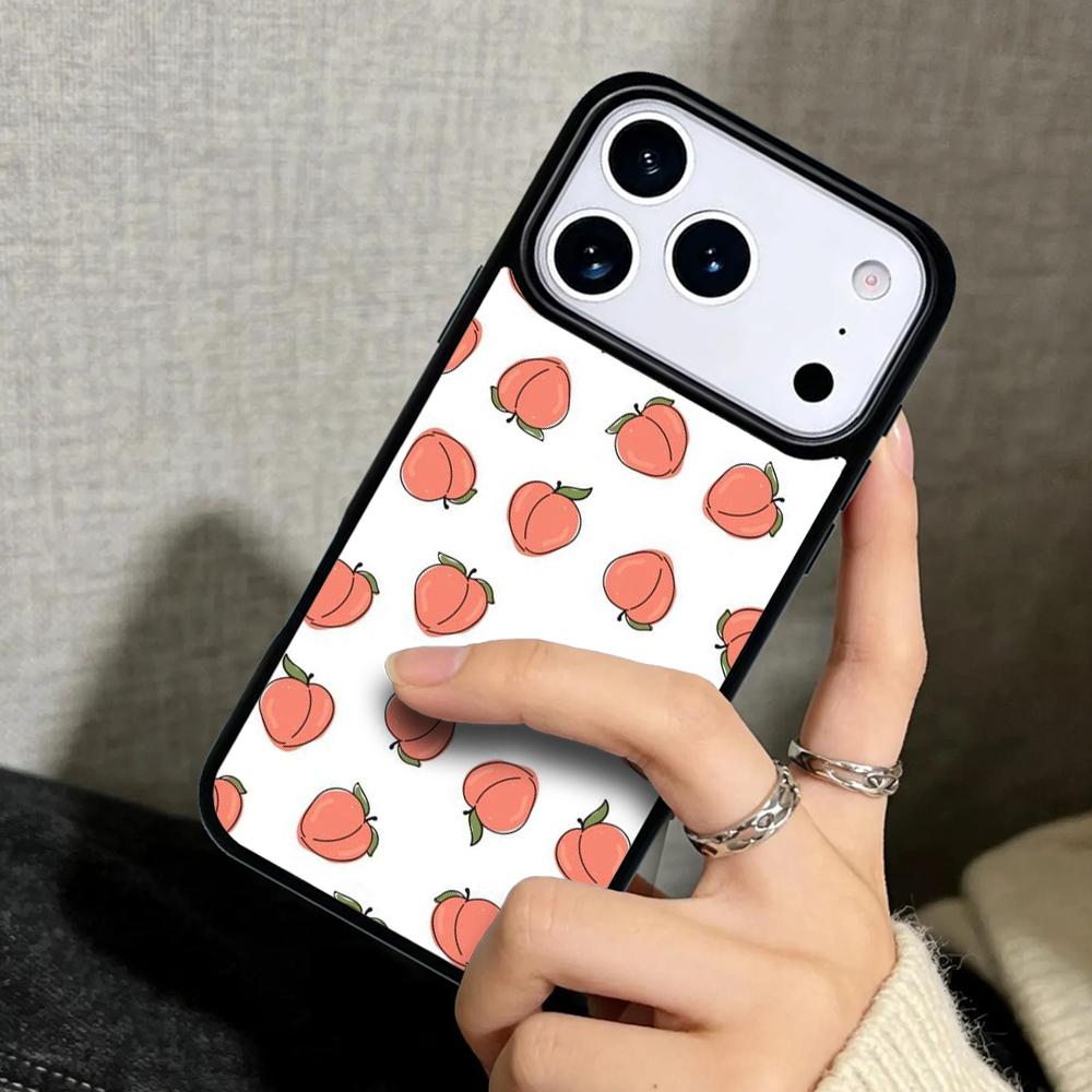 Capa Case for iPhone 17 Air 16 Pro Max 15 Plus 11 13 Mini 14 12 Back Phone Cover Pink Peaches Aesthetic