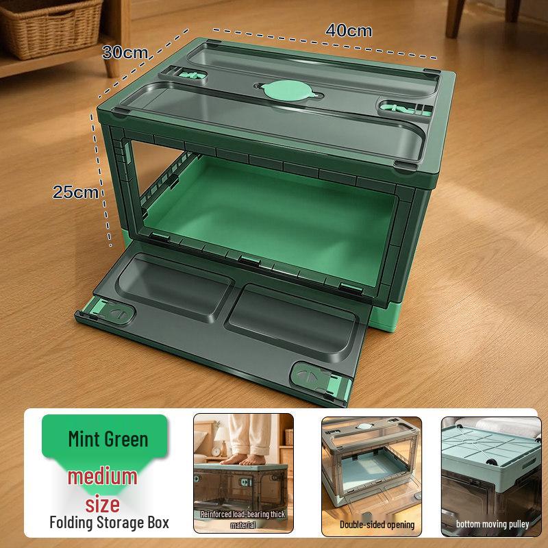 Thickened Foldable Transparent Storage Box with Double Doors - Large Capacity for Small Apartments