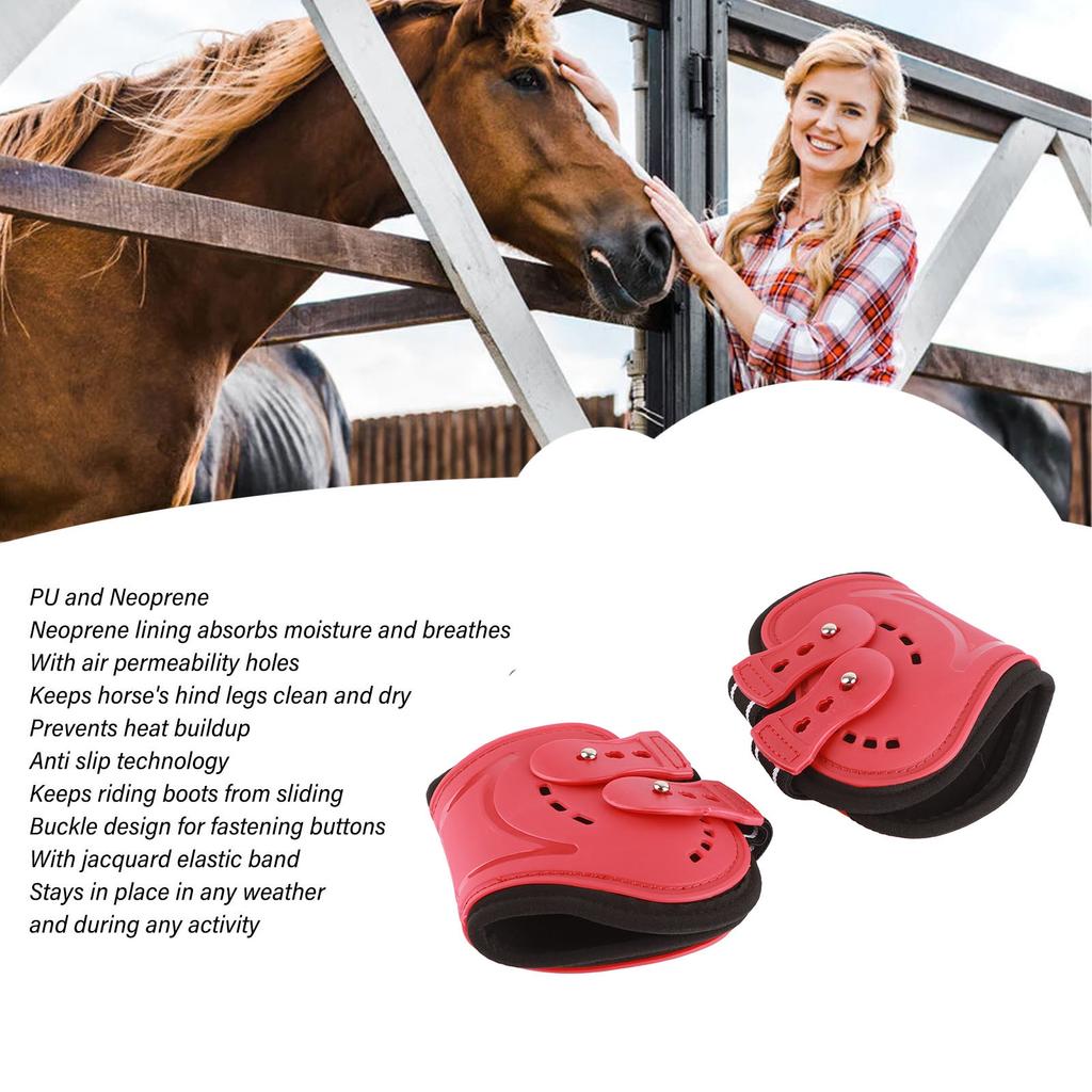 Fetlock Horse Boots Lightweight Breathable Wearproof Horse Hind Leg Boots for Horse Accessories Red
