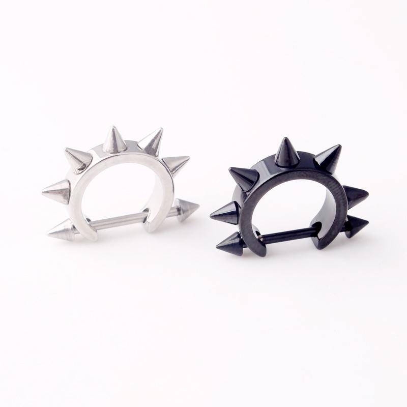 1pc Stainless Steel Taper Spike Rivet Ear Hoop Pierced Earring Men Women Punk Rock Cartilage Tragus Helix Piercing Earrings 16G