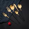 36Pcs Dinnerware Set Stainless Steel Tableware Set Black Gold Flatware Knife Fork Dessert Spoon Luxury Western Cutlery Set
