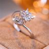 Cute Female Small White Zircon Stone Open Adjustable Ring Vintage Copper Color Wedding Jewelry For Women