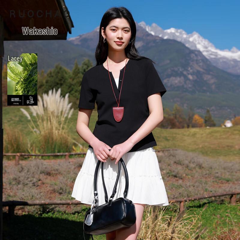 

Sancai Plus Size Faux Two-Piece Cotton T-Shirt M