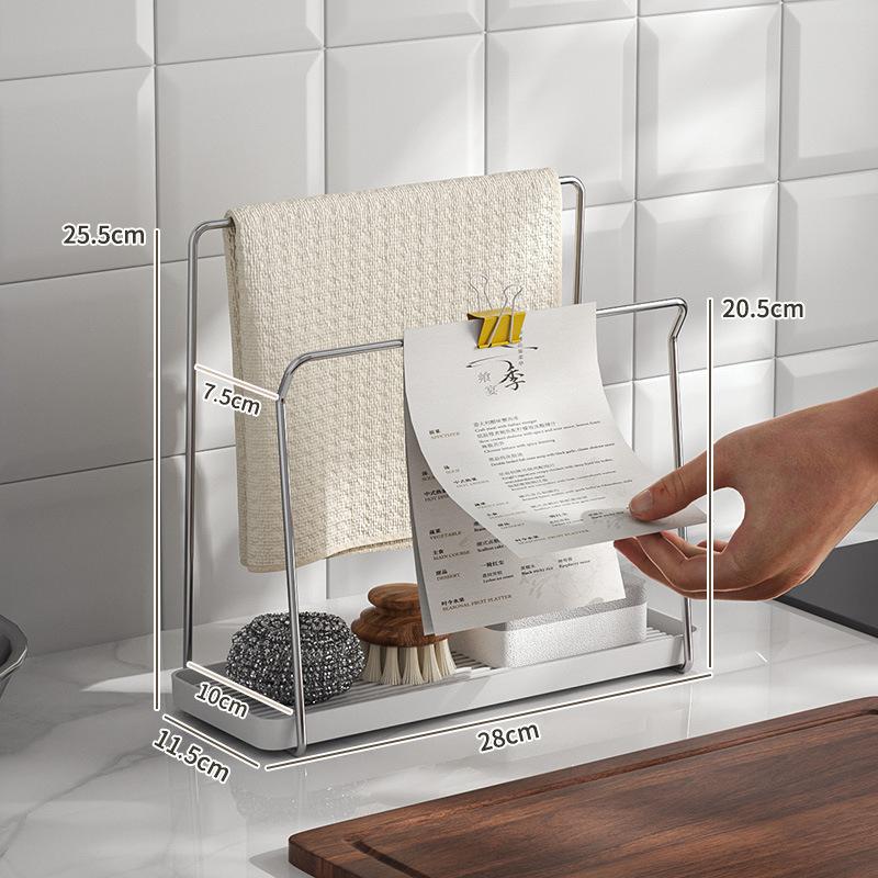 Stainless Steel Drain Rack Kitchen Dishwashing Liquid Sponge Countertop Rack Punch-free Rag Rack Faucet Sink Drying