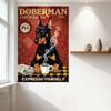 Vintage Doberman Coffee Co. Metal Tin Sign - 1919 Established Doberman Pinscher with Coffee Cup & Newspaper, Retro Wall Decor fo