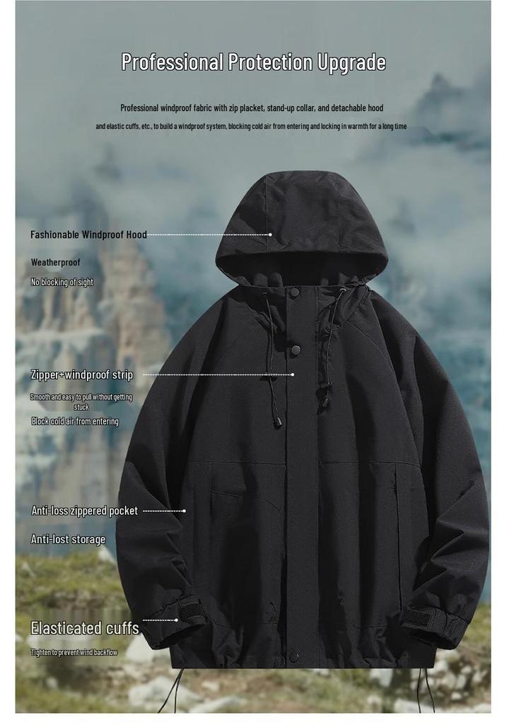 Spring/Autumn Hooded Workwear Jacket: Windproof, Waterproof, Casual Sports Outerwear for Men & Women