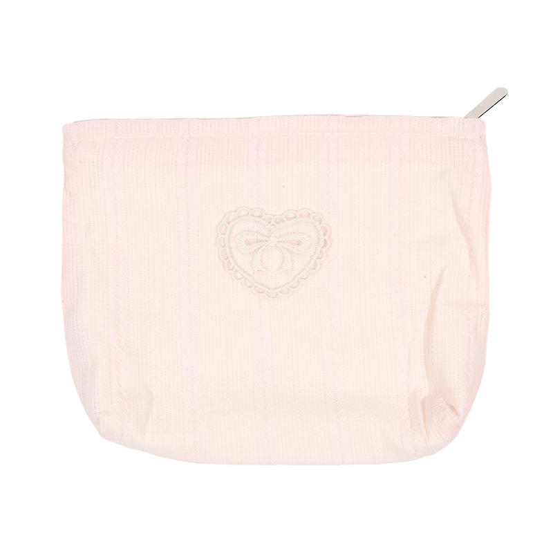 Beautiful INS Simplicity Cosmetic Bag Sweet Embroidery Bow Striped Makeup Case Portable Travel Earphone Cable Storage Bags